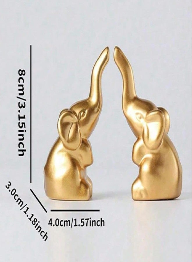 VRB Dec مجموعة VRB Dec 1 لتزيين مكتب الدراسة أو المكتب، قطعة فنية رائعة، هدية، إكسسوارات تزيين، قطع ديكور منزلية ((قطعتان من الفيل الذهبي)) - Image 2